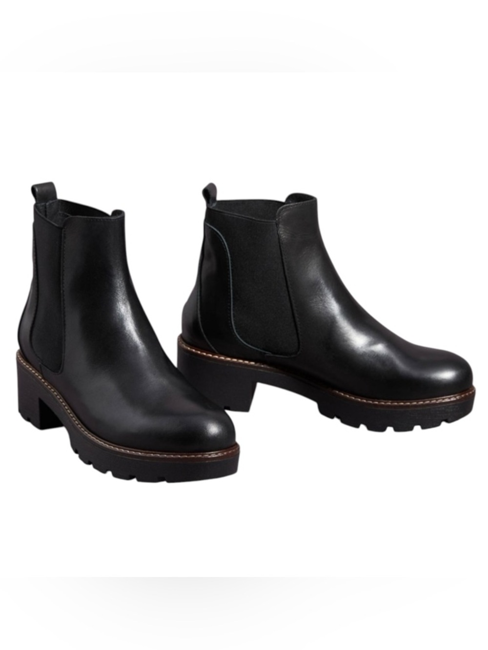 Anthropologie Black Dale Chelsea Lug Sole Ankle Boots 39 - 8.5